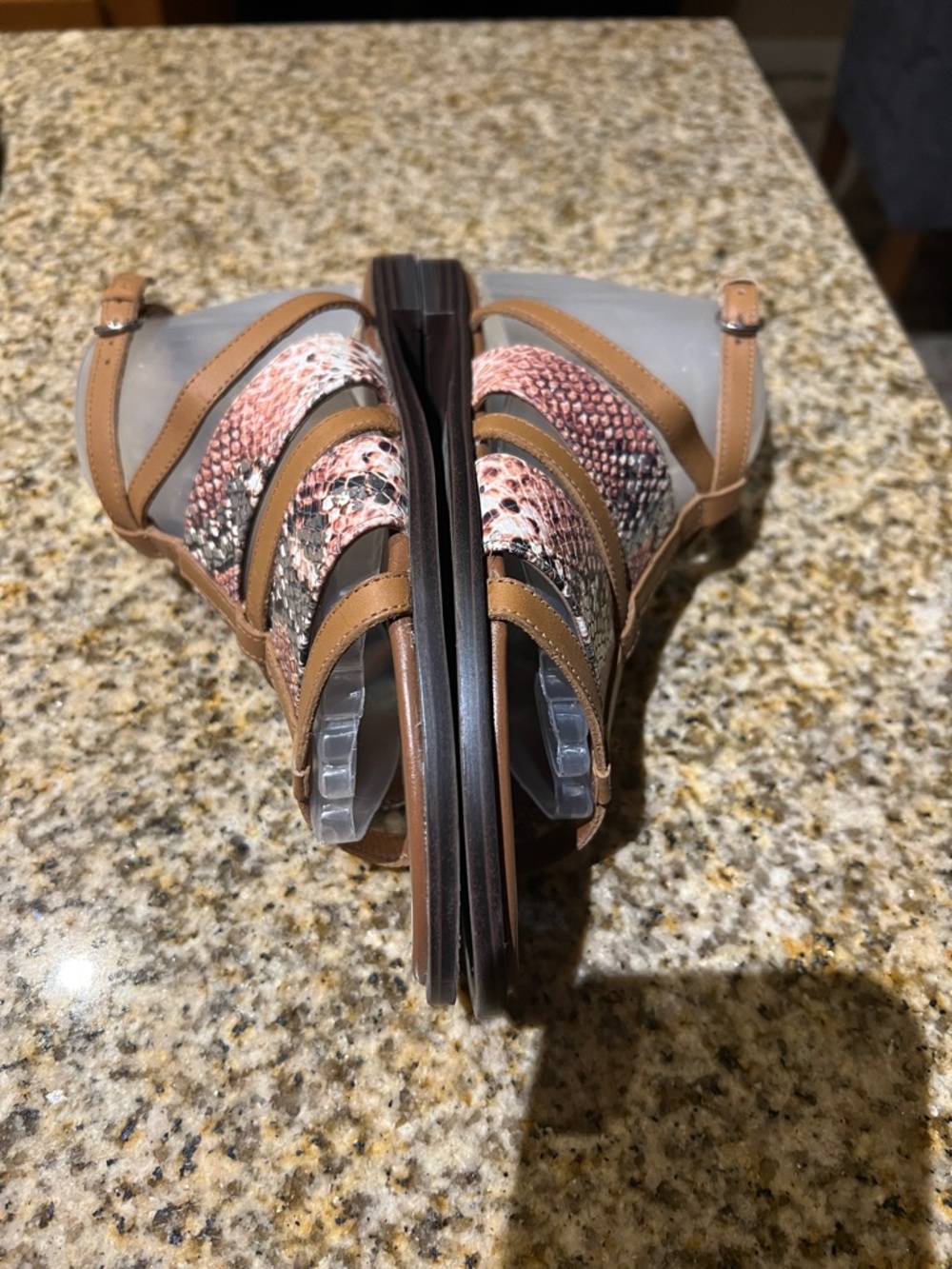 Naturalizer Tan Strappy Sandals with Pink Snake-Print Accents - Picture 4 of 6